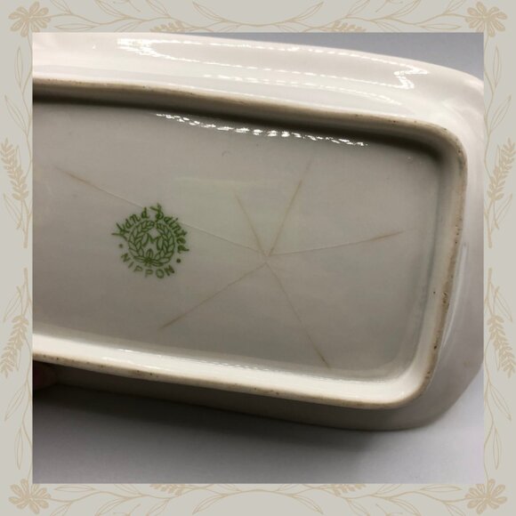 Vintage Hand Painted Nippon Swan Scene Handled Relish Dish - Picture 4 of 4